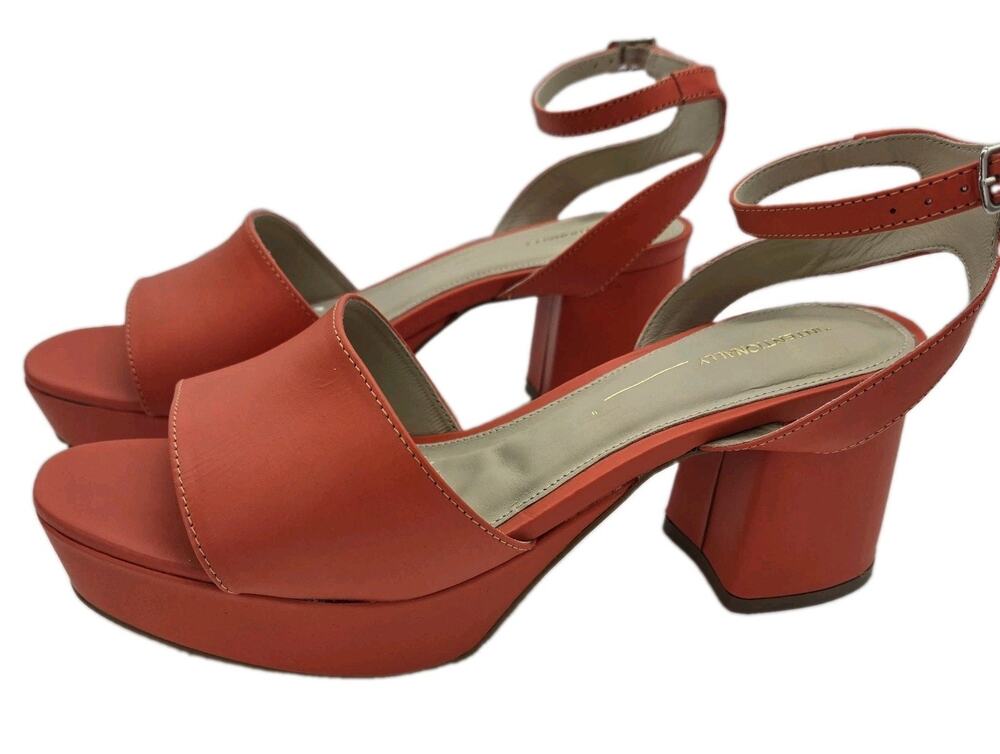 Intentionally Blank Ruby Block Heel Sandals Tangelo Leather EU 41 MSRP $199 NWT